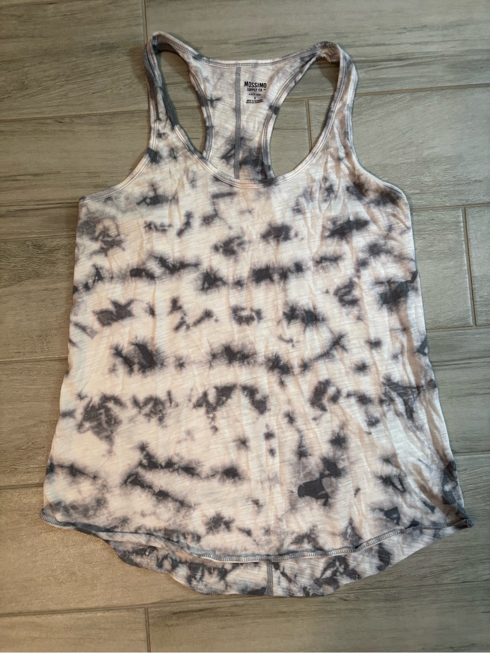 Mossimo Supply Co. Gray and White Tie-Dye Racerback Tank